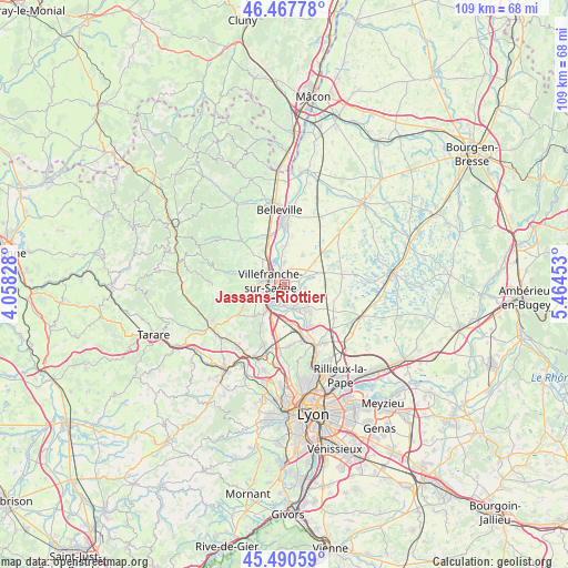 Jassans-Riottier on map