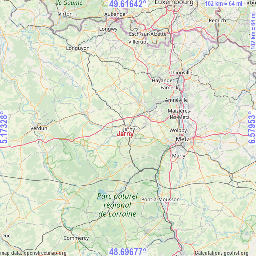 Jarny on map