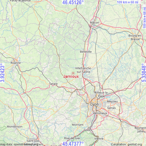 Jarnioux on map