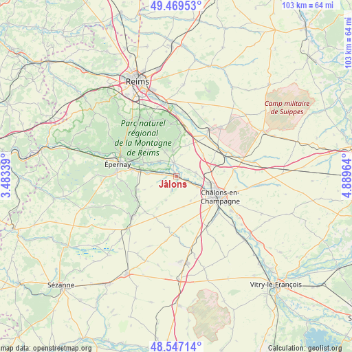 Jâlons on map