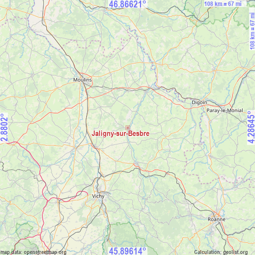 Jaligny-sur-Besbre on map