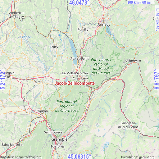 Jacob-Bellecombette on map