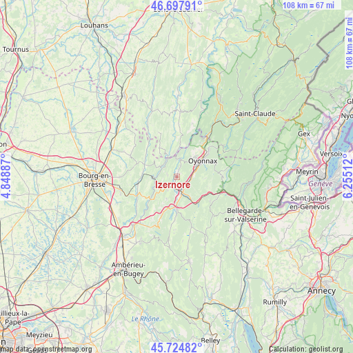 Izernore on map