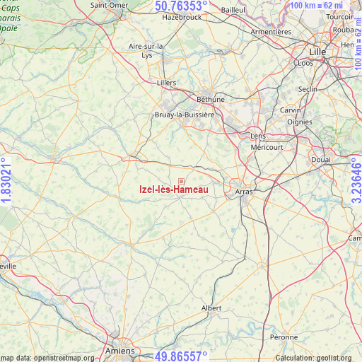 Izel-lès-Hameau on map