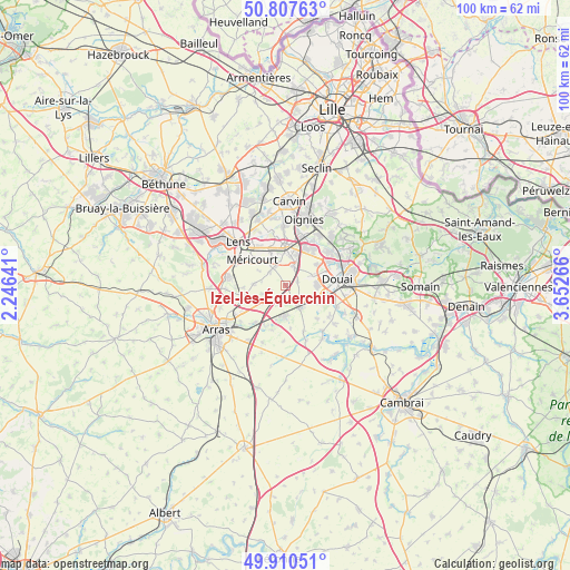 Izel-lès-Équerchin on map