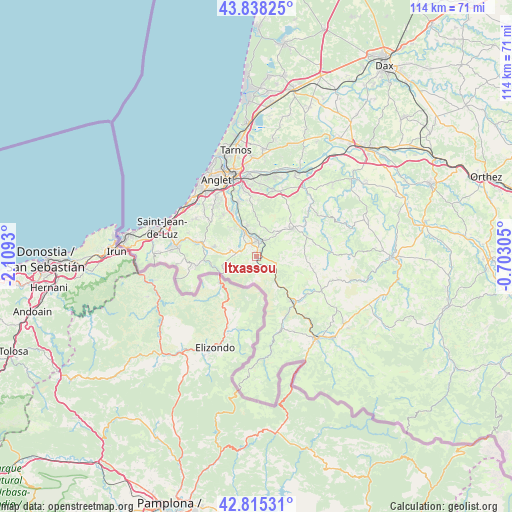 Itxassou on map