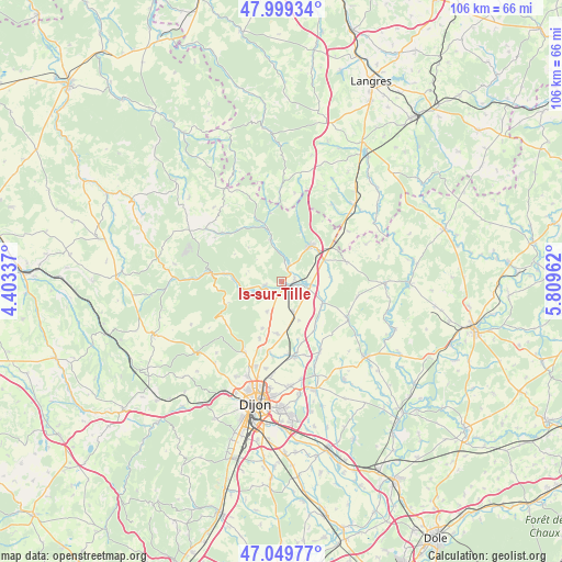 Is-sur-Tille on map