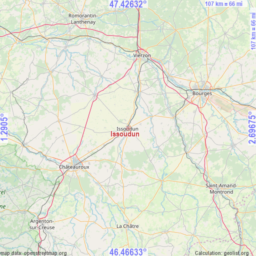 Issoudun on map