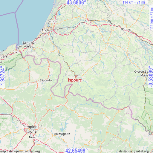Ispoure on map