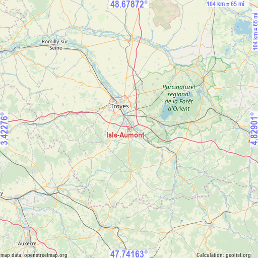 Isle-Aumont on map