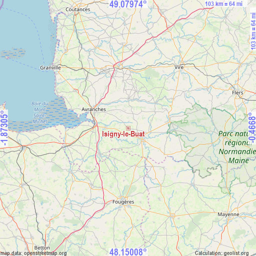 Isigny-le-Buat on map