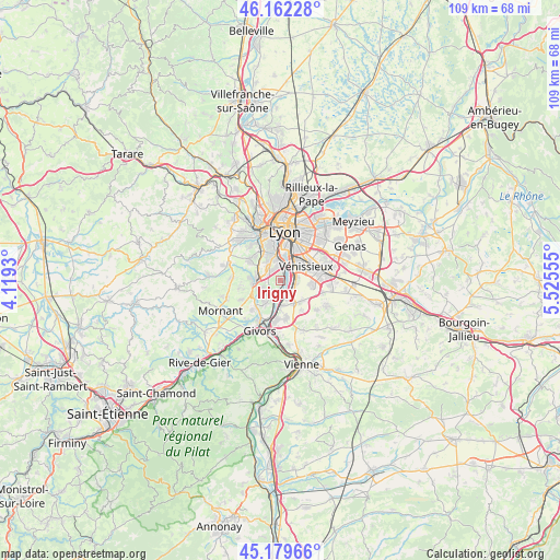 Irigny on map