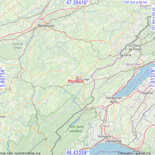 Houtaud on map