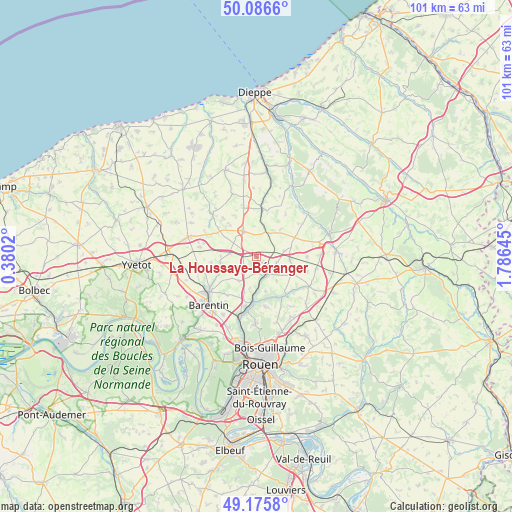 La Houssaye-Béranger on map