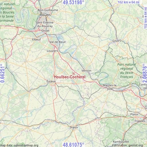 Houlbec-Cocherel on map