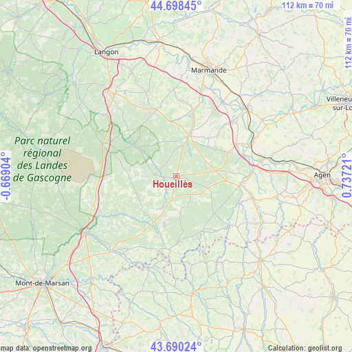 Houeillès on map