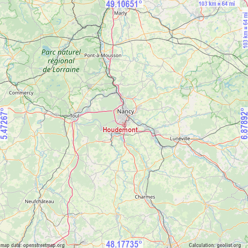 Houdemont on map