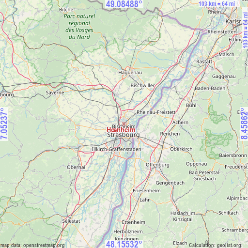 Hœnheim on map