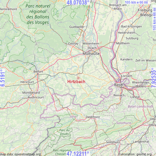 Hirtzbach on map