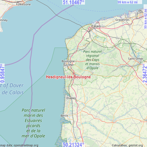Hesdigneul-lès-Boulogne on map