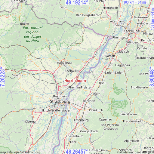 Herrlisheim on map