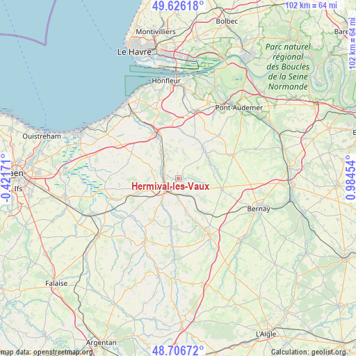 Hermival-les-Vaux on map