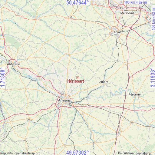 Hérissart on map