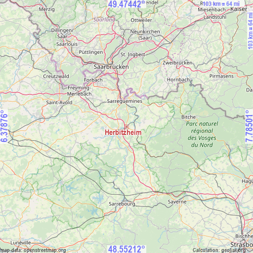 Herbitzheim on map