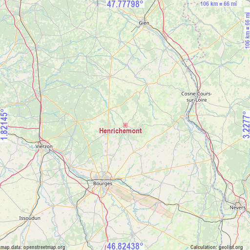 Henrichemont on map