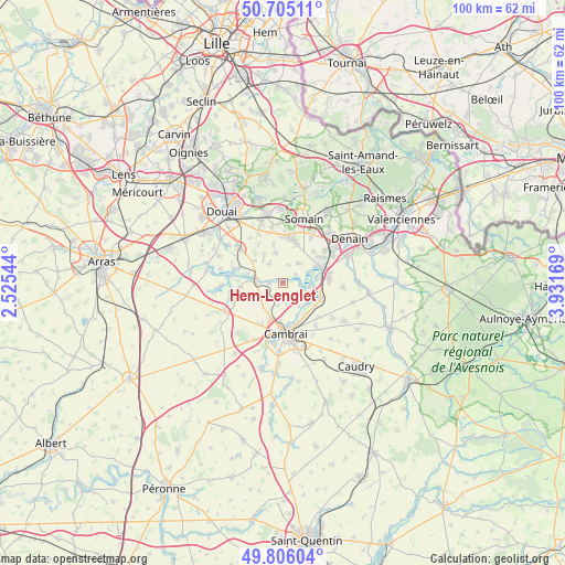 Hem-Lenglet on map