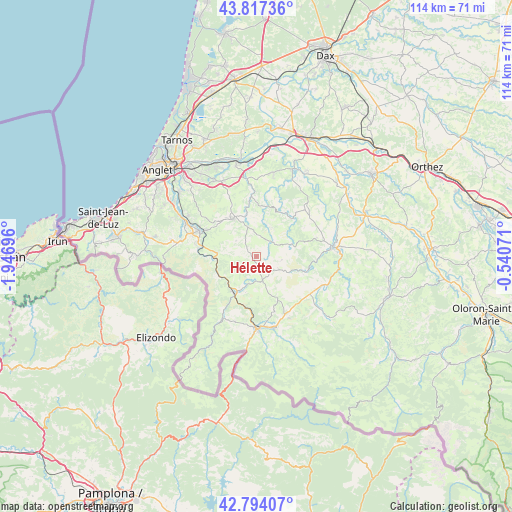 Hélette on map