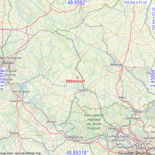 Hébécourt on map