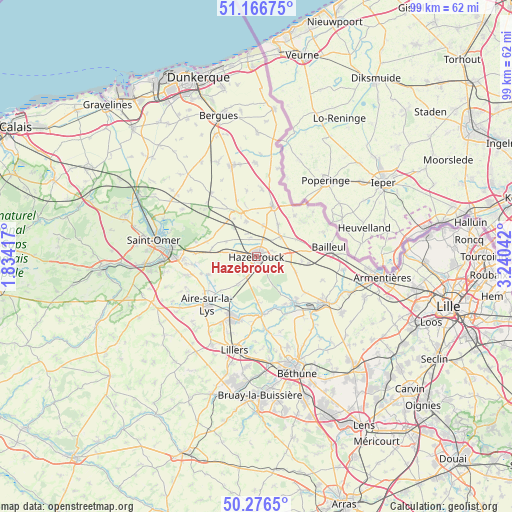 Hazebrouck on map