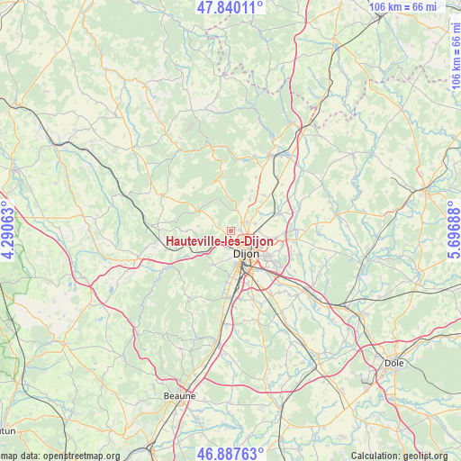 Hauteville-lès-Dijon on map
