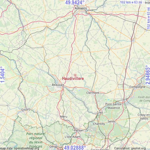 Haudivillers on map