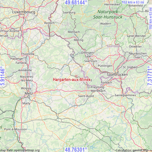 Hargarten-aux-Mines on map
