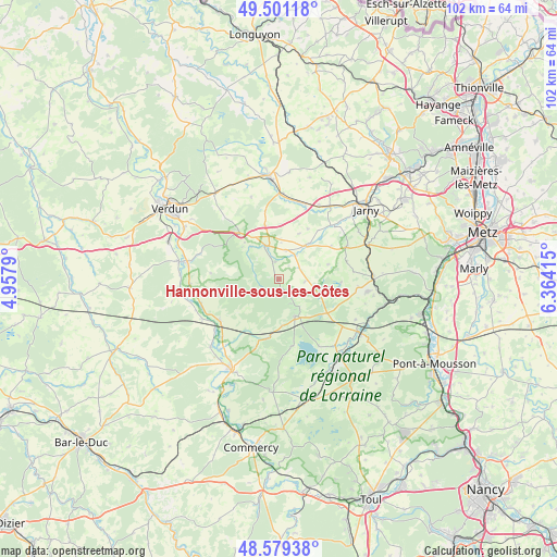 Hannonville-sous-les-Côtes on map