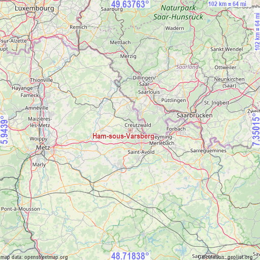 Ham-sous-Varsberg on map