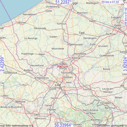 Halluin on map