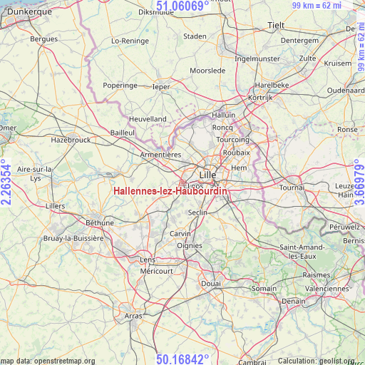 Hallennes-lez-Haubourdin on map