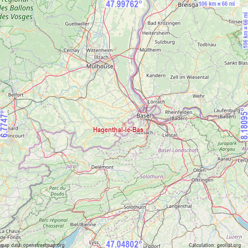 Hagenthal-le-Bas on map