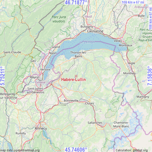 Habère-Lullin on map