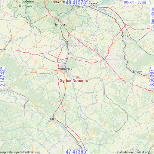 Gy-les-Nonains on map