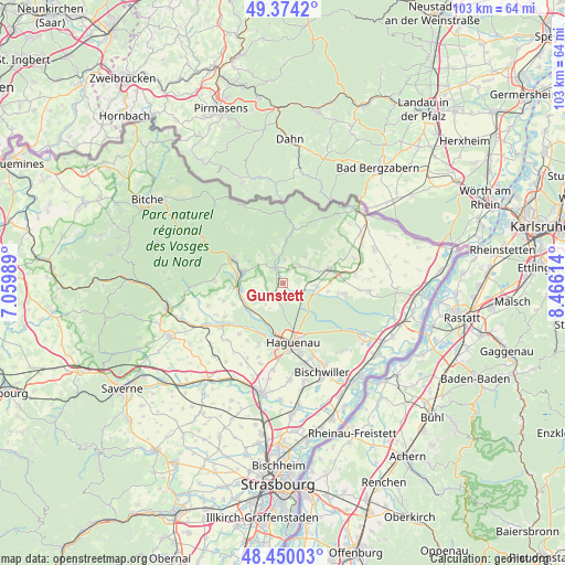 Gunstett on map