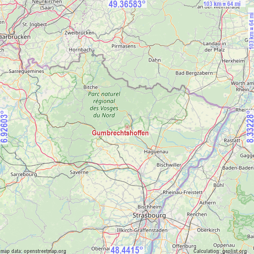 Gumbrechtshoffen on map