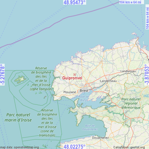 Guipronvel on map