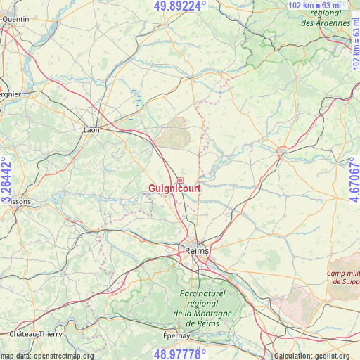 Guignicourt on map