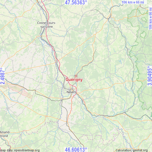 Guérigny on map