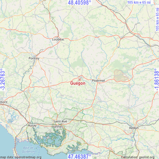 Guégon on map