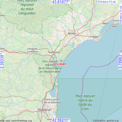 Gruissan on map